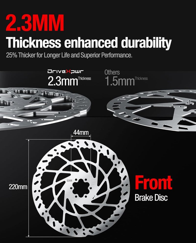 DriveXpwr Heavy Duty 220MM Thickened Front Brake Disc Rotor, Stainless Steel Motorcycle Brake Rotor for Talaria Sting Offroad TL50, TL4000, TL25, X3 MX TL2500, Surron LBX, Segway X260/X160 - Image 2